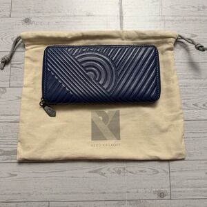Reed Krakoff Navy Blue Embriodered Continental Wallet